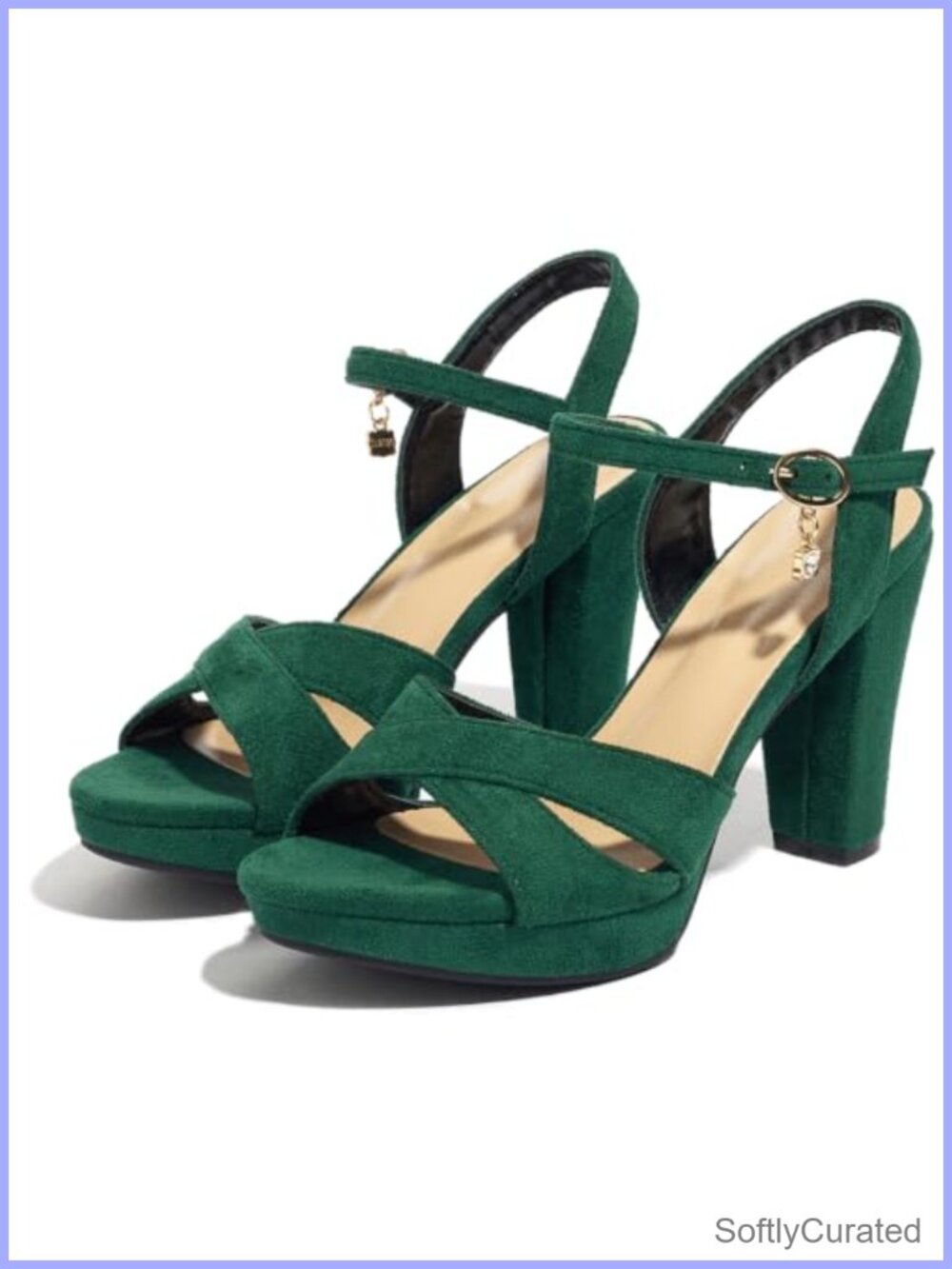 Block Heeled Platform Sandals Open Toe Ankle Strap Faux Leather Women's
